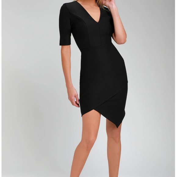 Push The Envelope Black Bodycon Dress - Picture 1 of 7